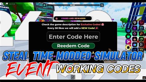 EVENT Steal Time Modded Simulator Codes How To Redeem YouTube