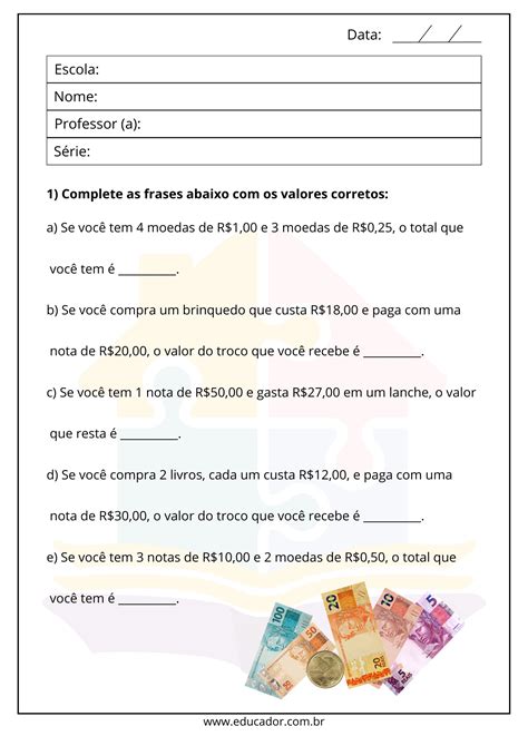 Atividade De Sistema Monetario 4 Ano