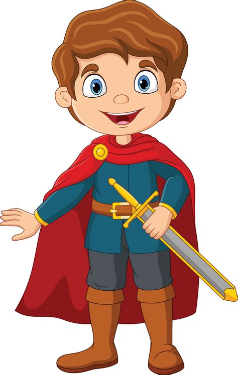 Cartoon Happy Prince Holding A Sword 15220250 Vector Art At Vecteezy