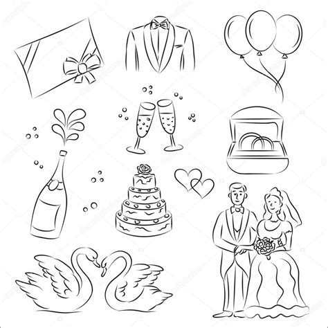 Wedding Sketch Set Stock Vector Igorij