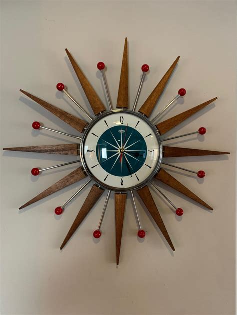 21 Inch Hand Made Mid Century Style Starburst Sunburst Clock Etsy Artofit