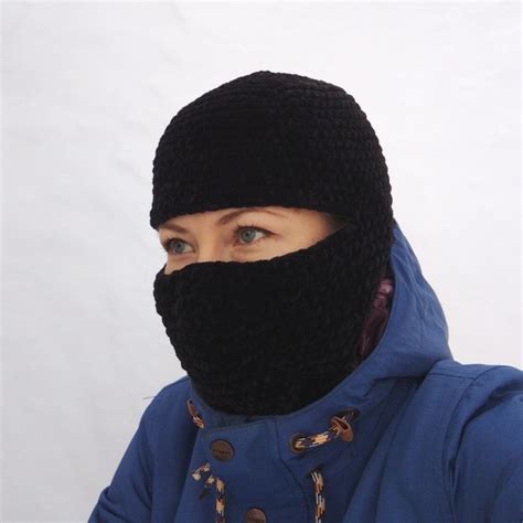 Fluffy balaclava ski mask crochet Black balaclava full face - Inspire Uplift