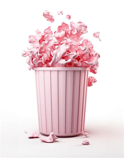 Premium Ai Image Pink Basket Full Of Crumpled Pink Paper Generative Ai