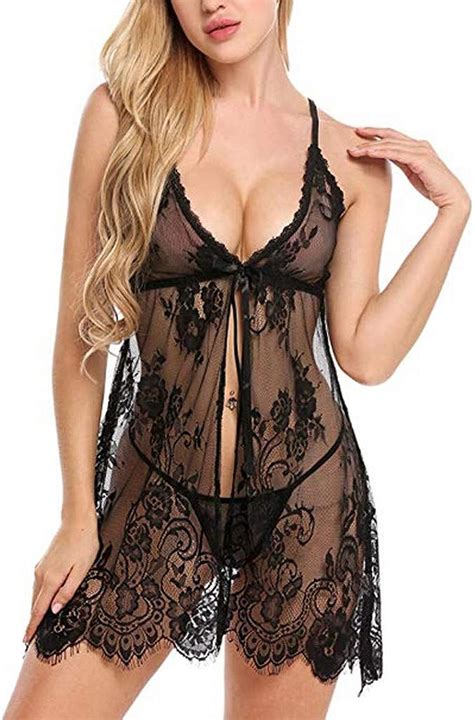 Amazon AxiBaWomen Lingerie Lace Babydoll Strap Chemise Halter