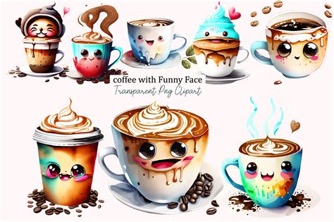 Coffee with Funny Face Clipart Graphic by Colourful · Creative Fabrica