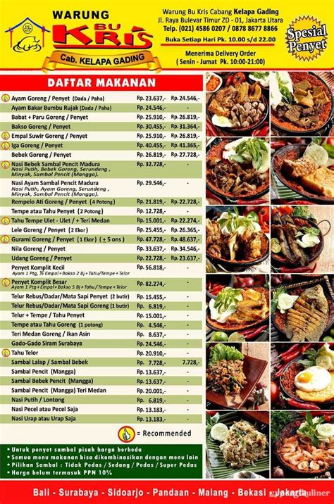 Selalu Diperbarui Menu Warung Bu Kris Kelapa Gading