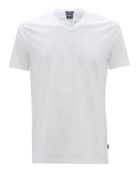 Boss Mens Basic Slim Fit V Neck T Shirt White Tee