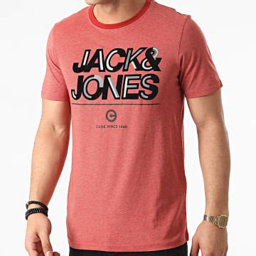 Jack And Jones Tee Shirt Berg Turk Rouge Brique Chiné