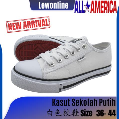 All America New Arrival Kasut Putih Sekolah Baru Lo Cut Shoe Lace