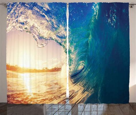 Order Blue Ocean Waves Sunset Window Curtain From Brightroomy Now