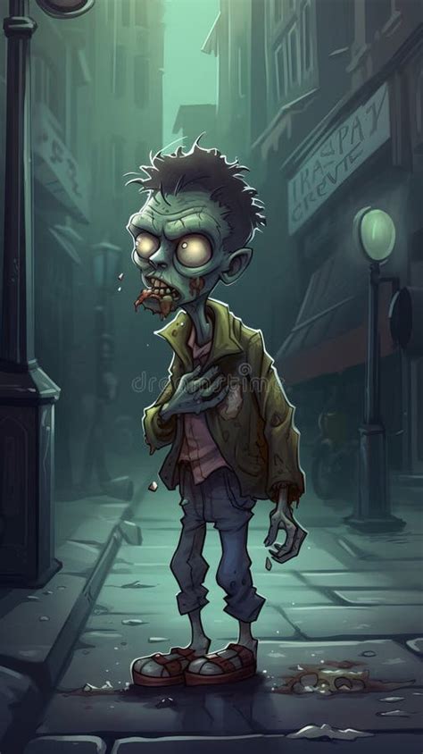 Cartoon Realism Zombie In The Street Stock Illustration Illustration Of Middle Scary 275135799