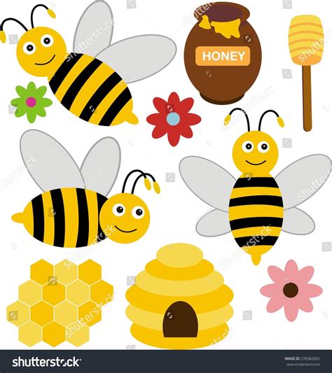 Bee Design Set Stock Vector 278382002 Shutterstock