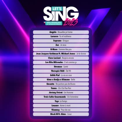 Let s Sing 2023 Hits Français et Internationaux dévoile ses chansons