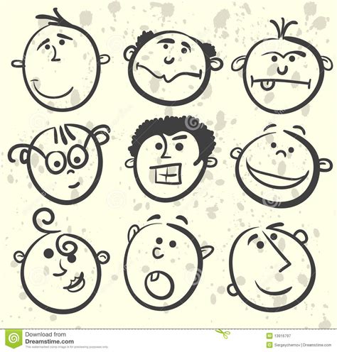 Face Illustration Cartoon Collection Stock Vector - Illustration of ...