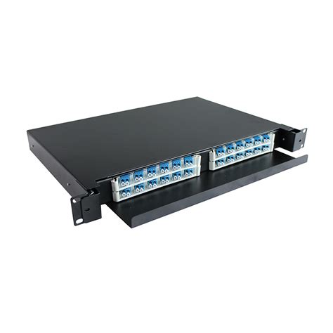 24 Port Lc Duplex Single Mode Sliding Fiber Patch Panel 30 Degree Angle Fiber Optic Patch