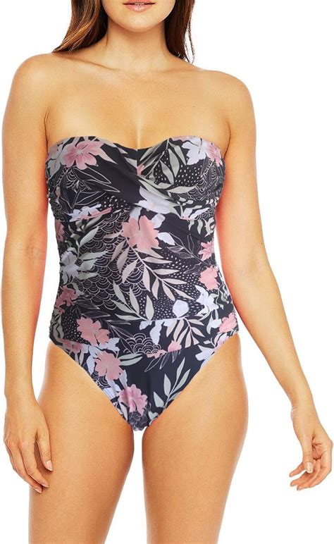 Tummy Control Swimwear Twist Bandeau One Piece Swimsuit By Ruched