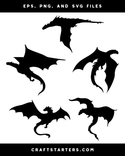 Flying Dragon Silhouette Clip Art