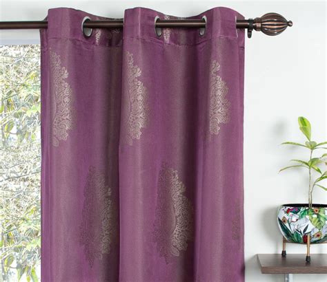 Buy Jacquard Semi Blackout Purple Window Curtain Set Of Feet