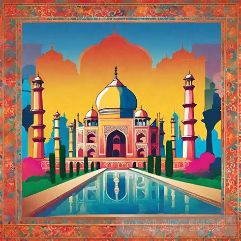 Colorful Taj Mahal monument