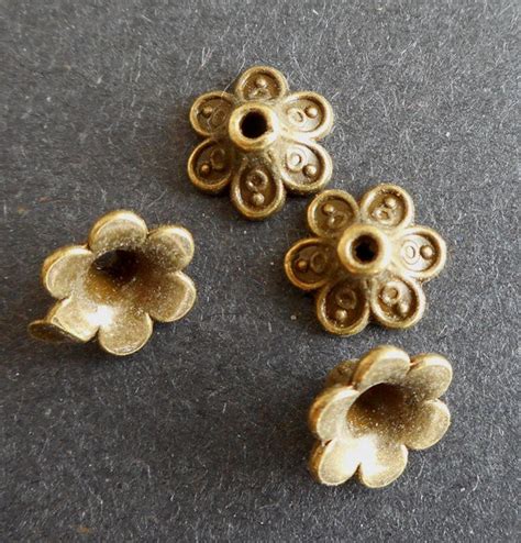 14pcs Brass Flower Bead Cap Antique Brass Metal Bead Cap Alk 2326 Etsy