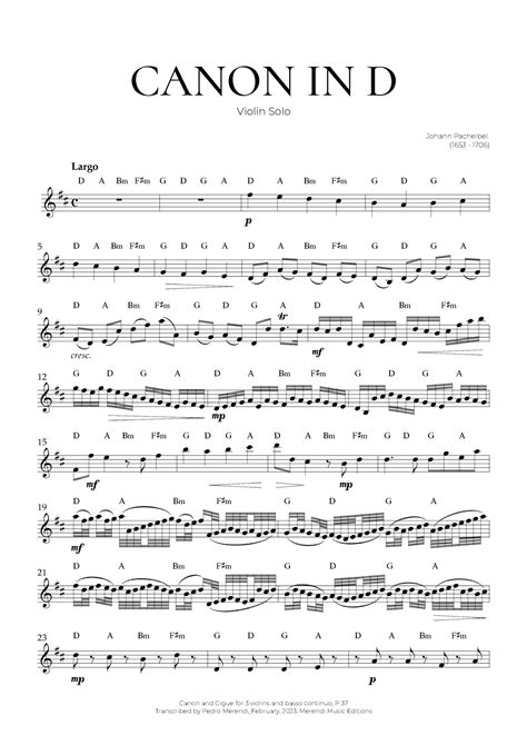 Canon In D Violin Sheet Music Johann Pachelbel Violin Solo | Hot Sex Picture