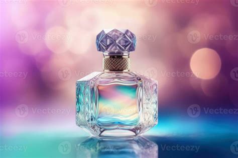 Close up of luxury perfume bottle with blurry bokeh light background ...