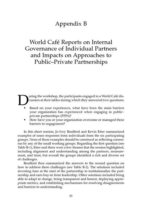 Appendix B World Caf Reports On Internal Governance Of Individual