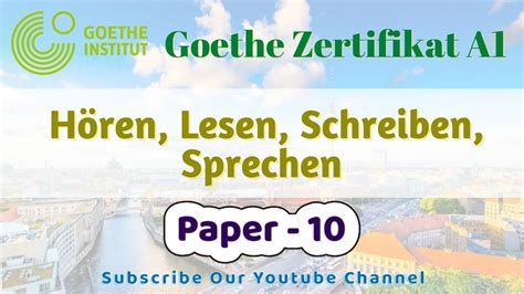 Goethe Zertifikat A Exam Paper H Ren Lesen Schreiben