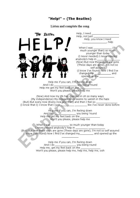 Help The Beatles Esl Worksheet By Denised