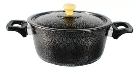 Caçarola Panela De Alumínio Craqueada Alça Baquelite 22cm Cor Preto