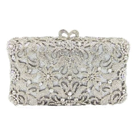 Unique Luxury Silver Bridal Clutch Crystal Evening Bag For Brides And Bridesmaids