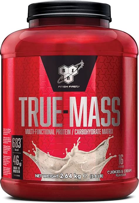 BSN True Mass Mass Gainer Whey Protein Powder with BCAAs and Glutamine ...