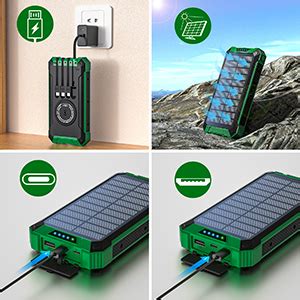 Power Bank Solar 26800mAh FEEL VOX Wireless Powerbank Mit 4 Kabeln USB