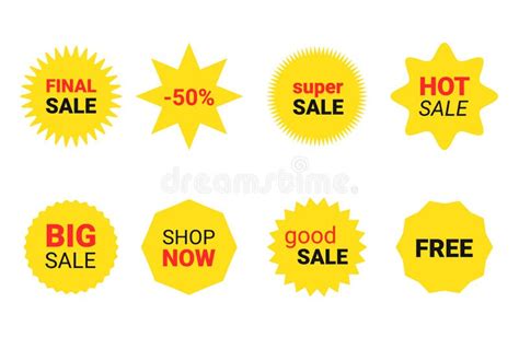 Starburst Sticker Set For Promo Sale Vector Badge Shape With Signs