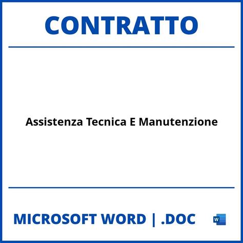 Fac Simile Contratto Di Assistenza E Manutenzione