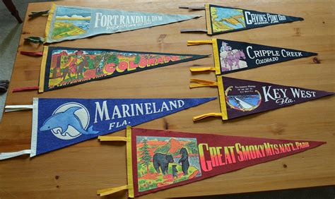 7 Vintage Souvenir Pennants From 50s Early 60s Key West Marineland