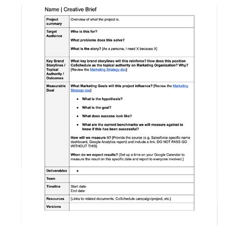 How To Write An Awesome Creative Brief Templates Examples