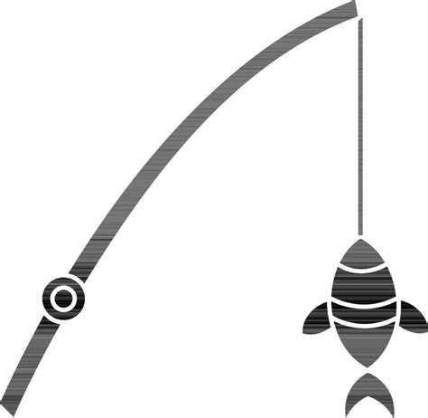 Fishing Rod Icon In Black And White Color. 24470756 Vector Art at Vecteezy