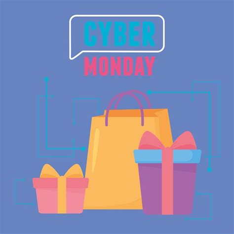 Premium Vector Cyber Monday Shopping Bag And T Boxes