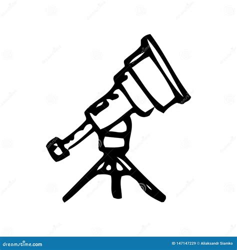 Hand Drawn Telescope Doodle Sketch Style Icon Decoration Element