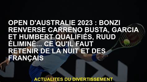 Open D Australie 2023 Bonzi Renverse Carreno Busta Garcia Et Humbert