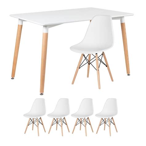 KIT Mesa De Jantar Retangular Eames 80 X 120 Cm Branco 4 Cadeiras