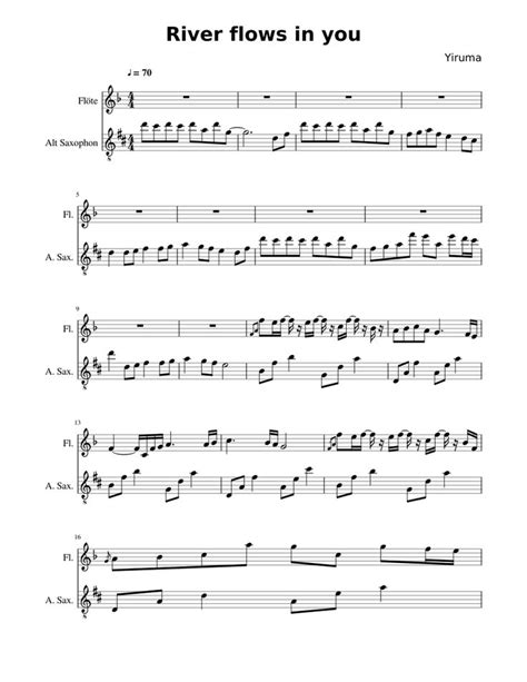 River Flows In You Flute And Sax River Flow In You Flute Free Sheet Music