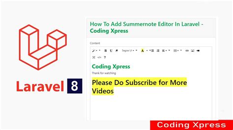 How To Add Summernote Editor In Laravel Laravel Tutorial Coding