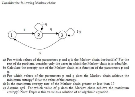 Solved Consider The Following Markov Chain A For Which Chegg