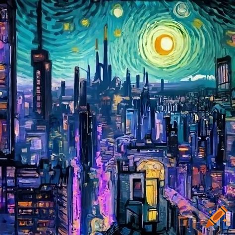 Cyberpunk Cityscape Inspired By Van Gogh On Craiyon