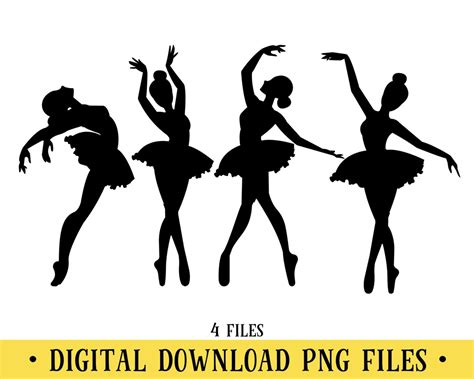 Ballerina PNG Files, Ballerina Silhouette, Ballerina Designs, INSTANT ...