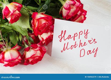 Happy Mother`s Day Concept Post Card With Roses Stock Image Image