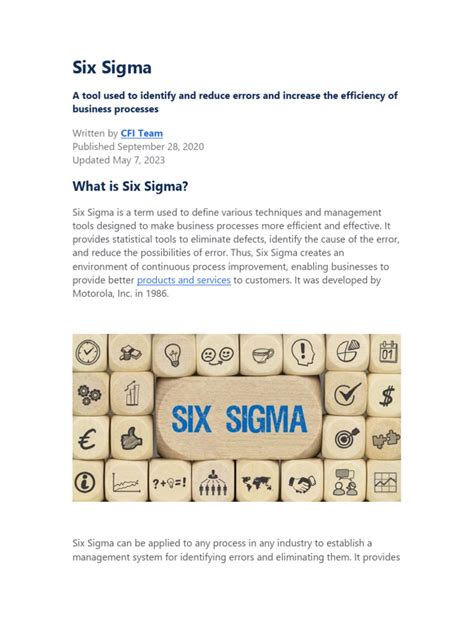 Six Sigma Tool Pdf Six Sigma Standard Deviation