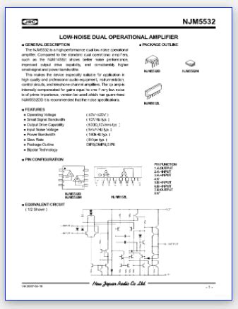 JRC5532 PDF Datasheet Dual Operational Amplifier